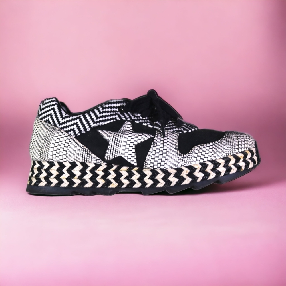 Stella Mccartney Sneakers Macy Lace Up Athletic Wedge Espadrilles Shoes Size 38 - Picture 2 of 12